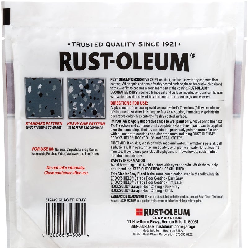 رست أوليوم Rust-Oleum 1 رطل العلامات التجارية 312449 رقائق الألوان الزخرفية من مزيج رمادي جليدي من إيبوكسي شيلد - Image 4